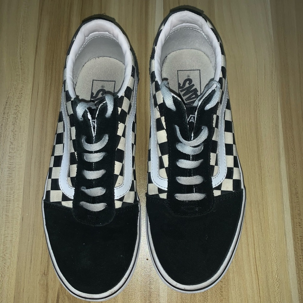 Checkerboard lace up vans